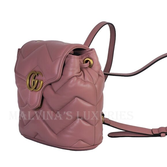 GUCCI BAG 777253 GG MARMONT LOGO BACKPACK PINK QUILTED LEATHER main image 5
